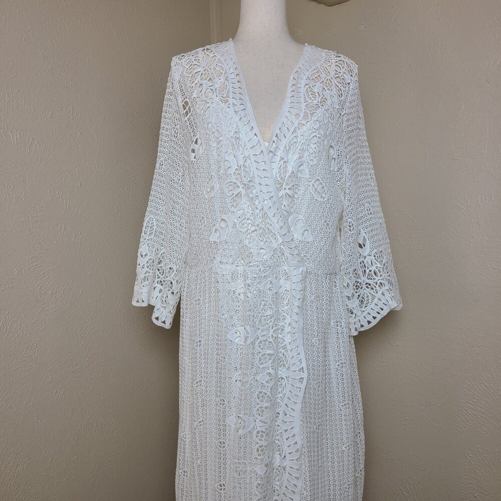 NWOT Soft Surroundings Long Sleeves White Lace Crochet Maxi Dress Size XL A561 - Picture 5 of 16